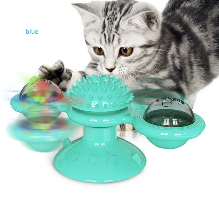 Smart Rotating Cat Windmill Toy for Scratching and Dental Care