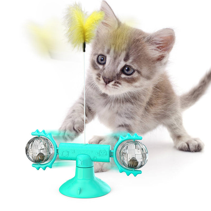Smart Rotating Cat Windmill Toy for Scratching and Dental Care