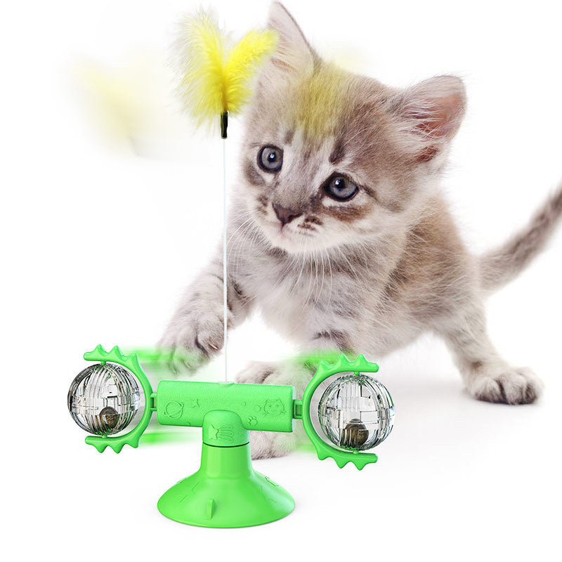 Smart Rotating Cat Windmill Toy for Scratching and Dental Care