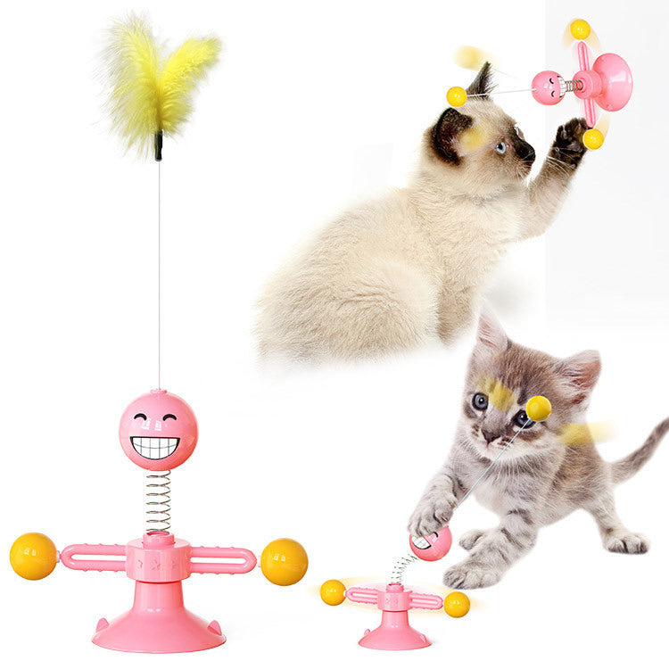 Smart Rotating Cat Windmill Toy for Scratching and Dental Care