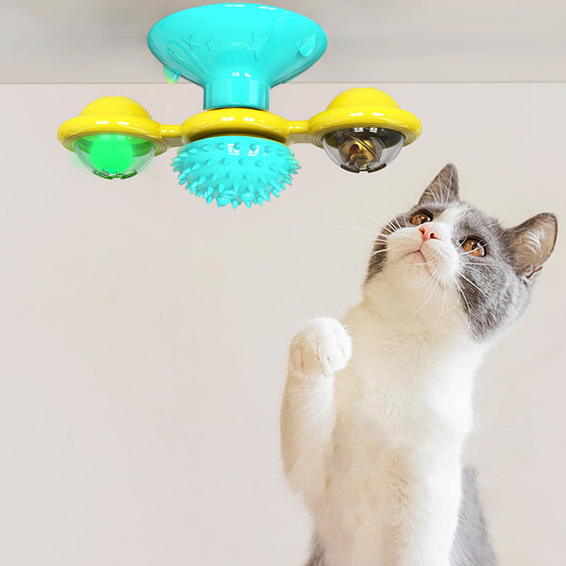 Smart Rotating Cat Windmill Toy for Scratching and Dental Care