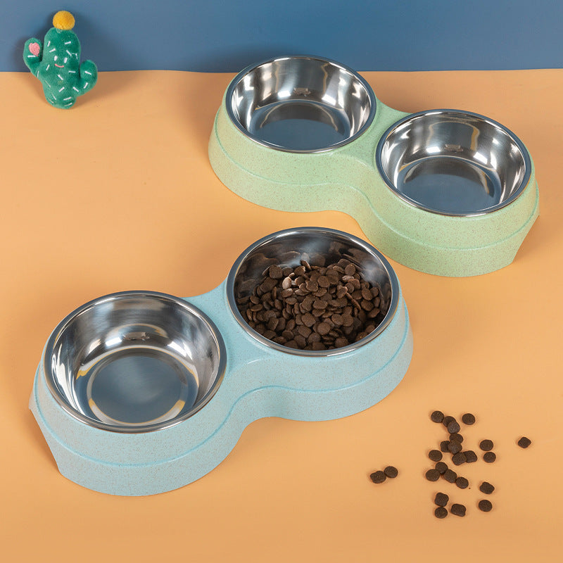 Double Pet Feeding Bowls for Cats and Puppies