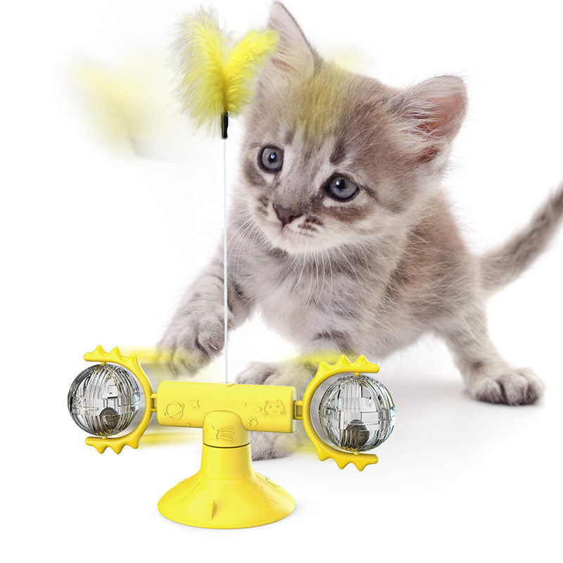 Smart Rotating Cat Windmill Toy for Scratching and Dental Care