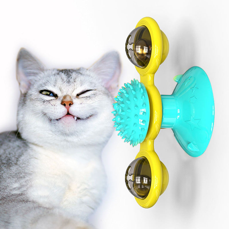Smart Rotating Cat Windmill Toy for Scratching and Dental Care