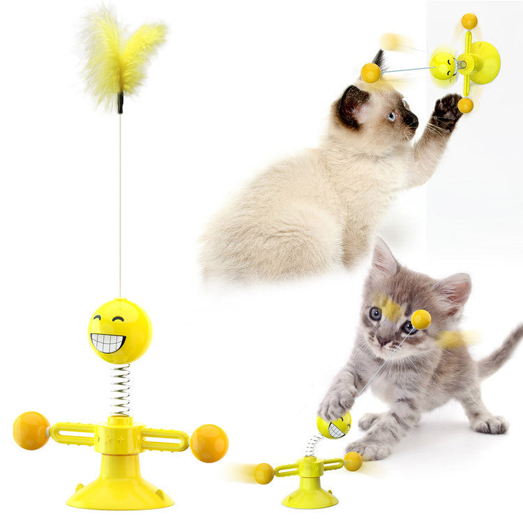 Smart Rotating Cat Windmill Toy for Scratching and Dental Care
