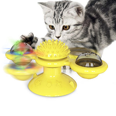 Smart Rotating Cat Windmill Toy for Scratching and Dental Care