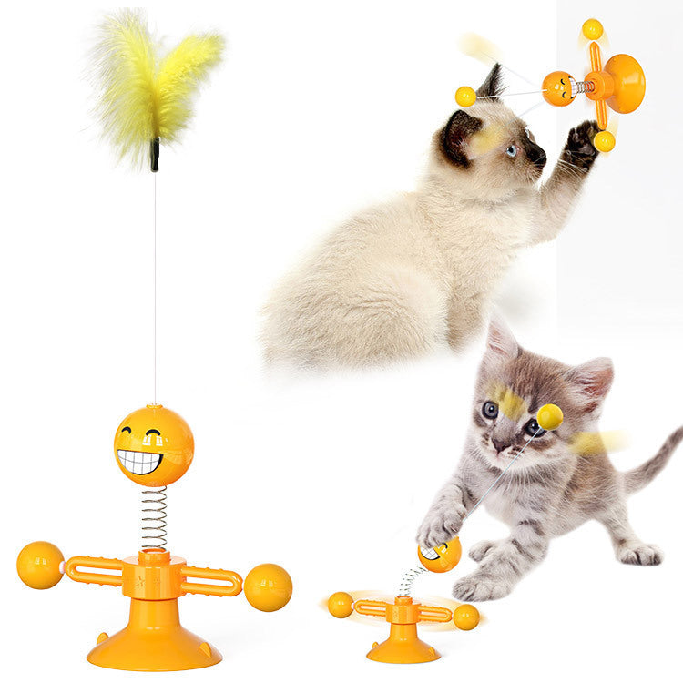 Smart Rotating Cat Windmill Toy for Scratching and Dental Care