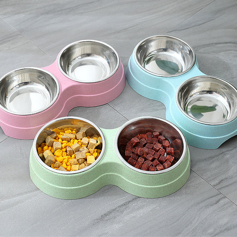 Double Pet Feeding Bowls for Cats and Puppies