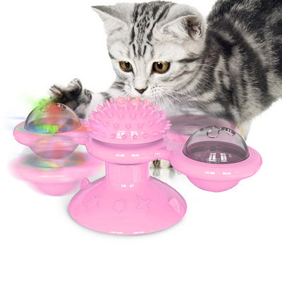 Smart Rotating Cat Windmill Toy for Scratching and Dental Care