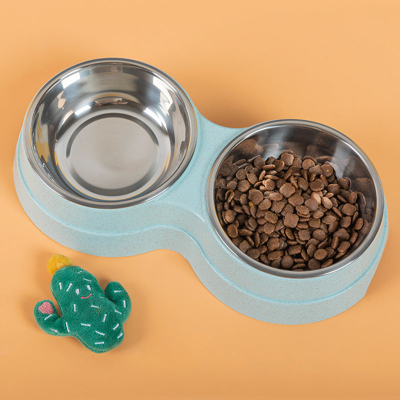 Double Pet Feeding Bowls for Cats and Puppies