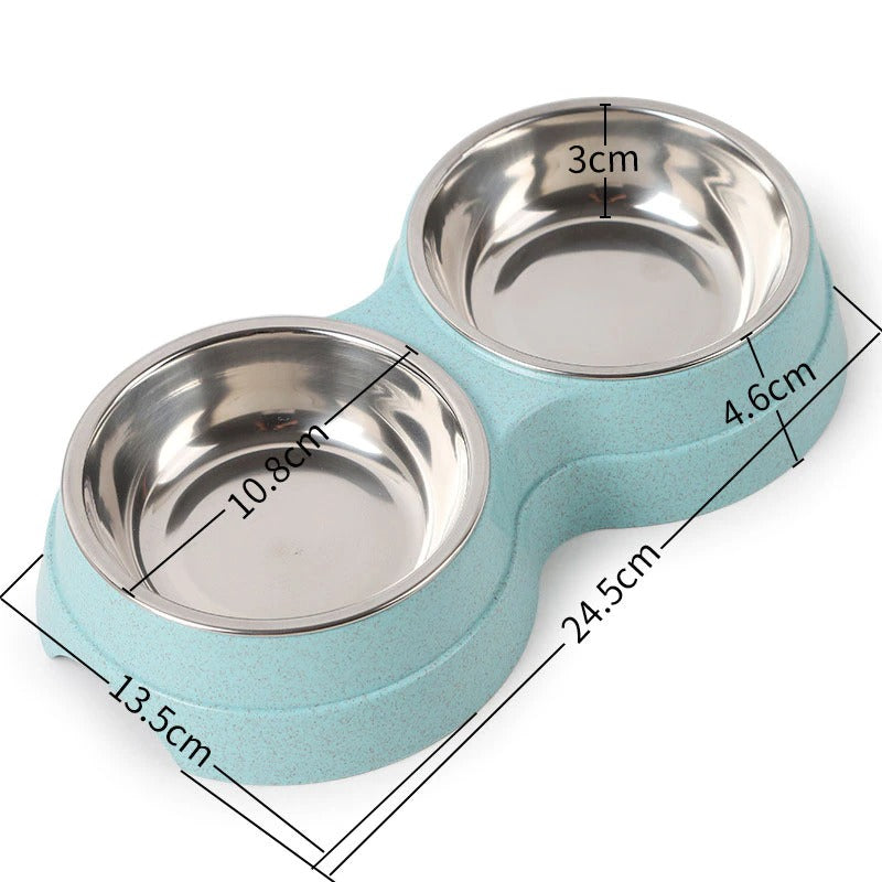 Double Pet Feeding Bowls for Cats and Puppies
