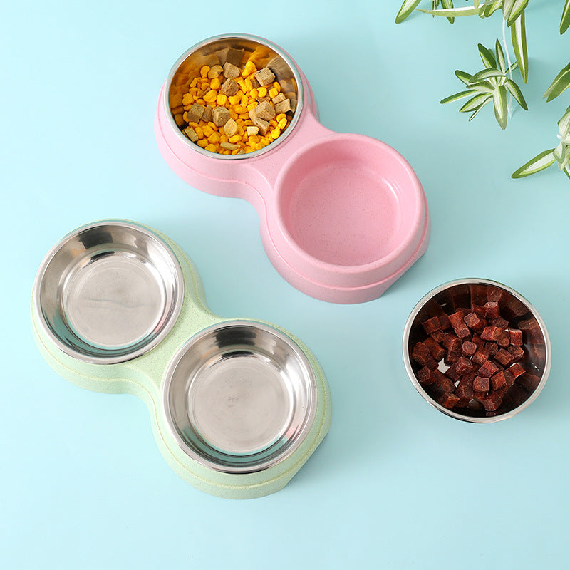 Double Pet Feeding Bowls for Cats and Puppies